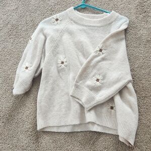 Gilli Cream Sweater with Floral Details